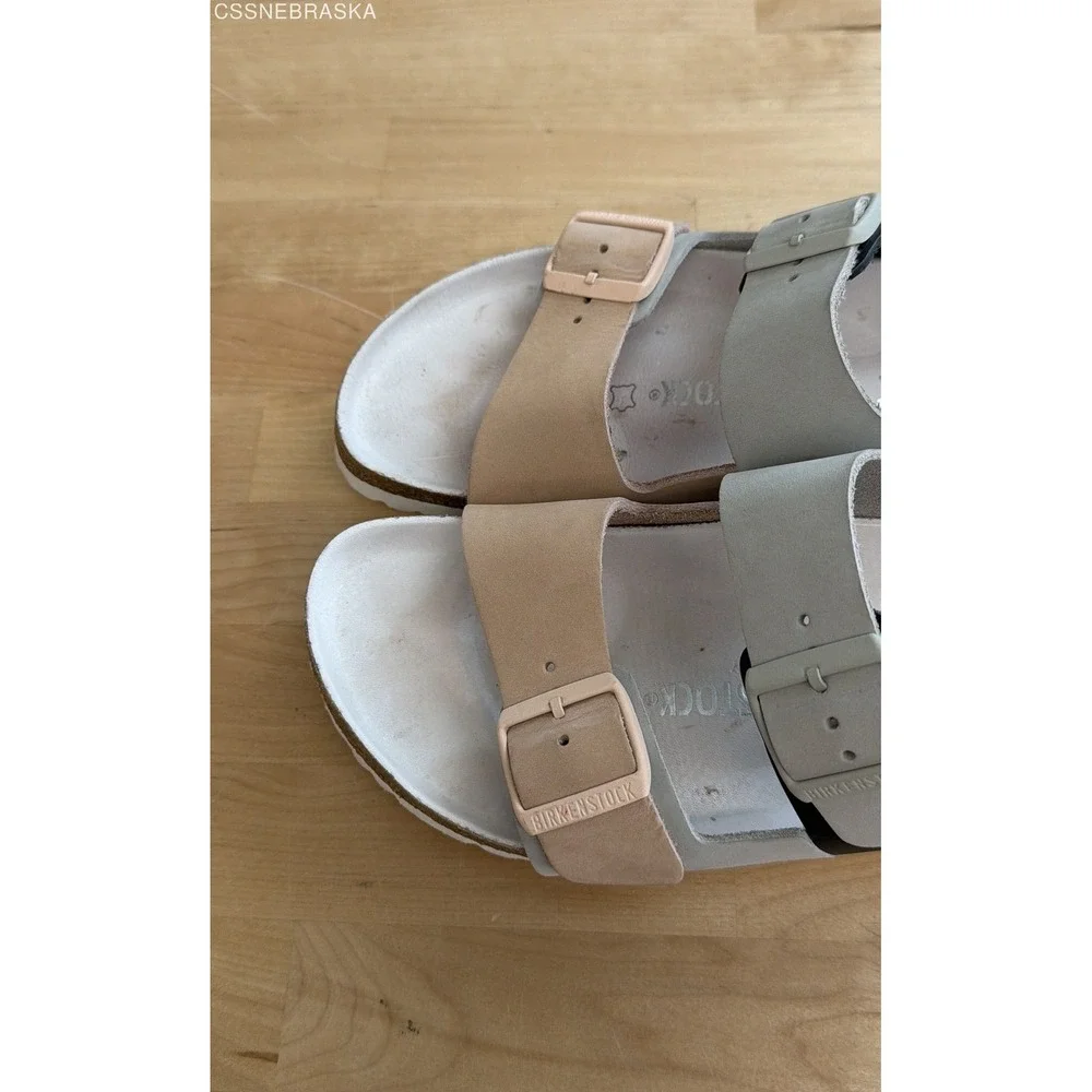 Birkenstock Arizona Split Colorblock Sandals Mineral Light Rose Nubuck Women 9